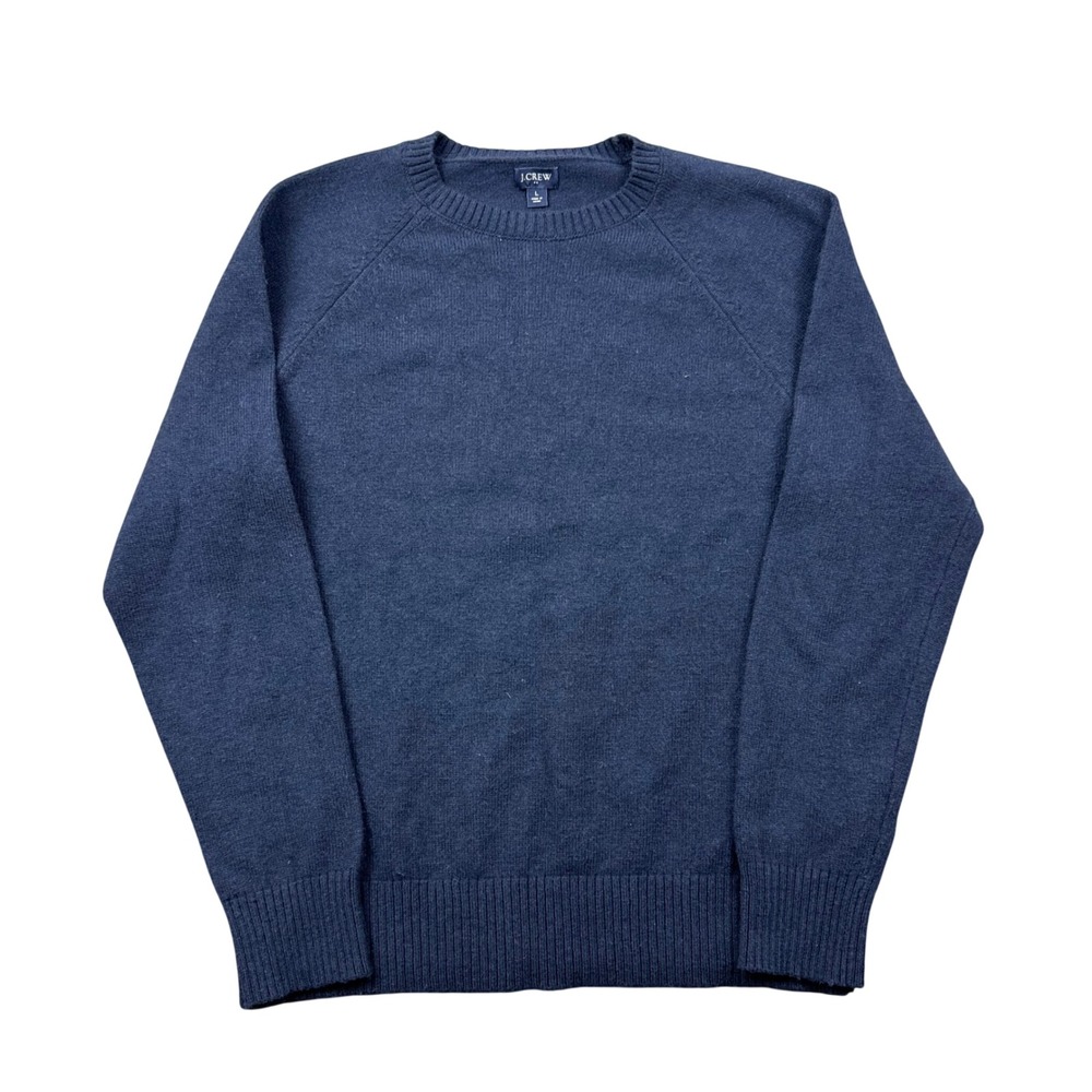 J.Crew Sweater Mens Large Navy Blue Lambswool‎ Blend Crewneck Minimal Preppy